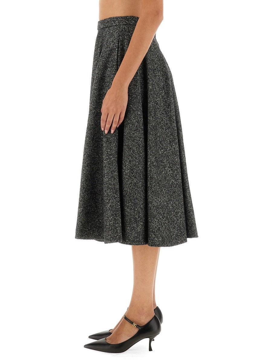 Dolce & Gabbana WOOL-BLEND DOTTED SKIRT