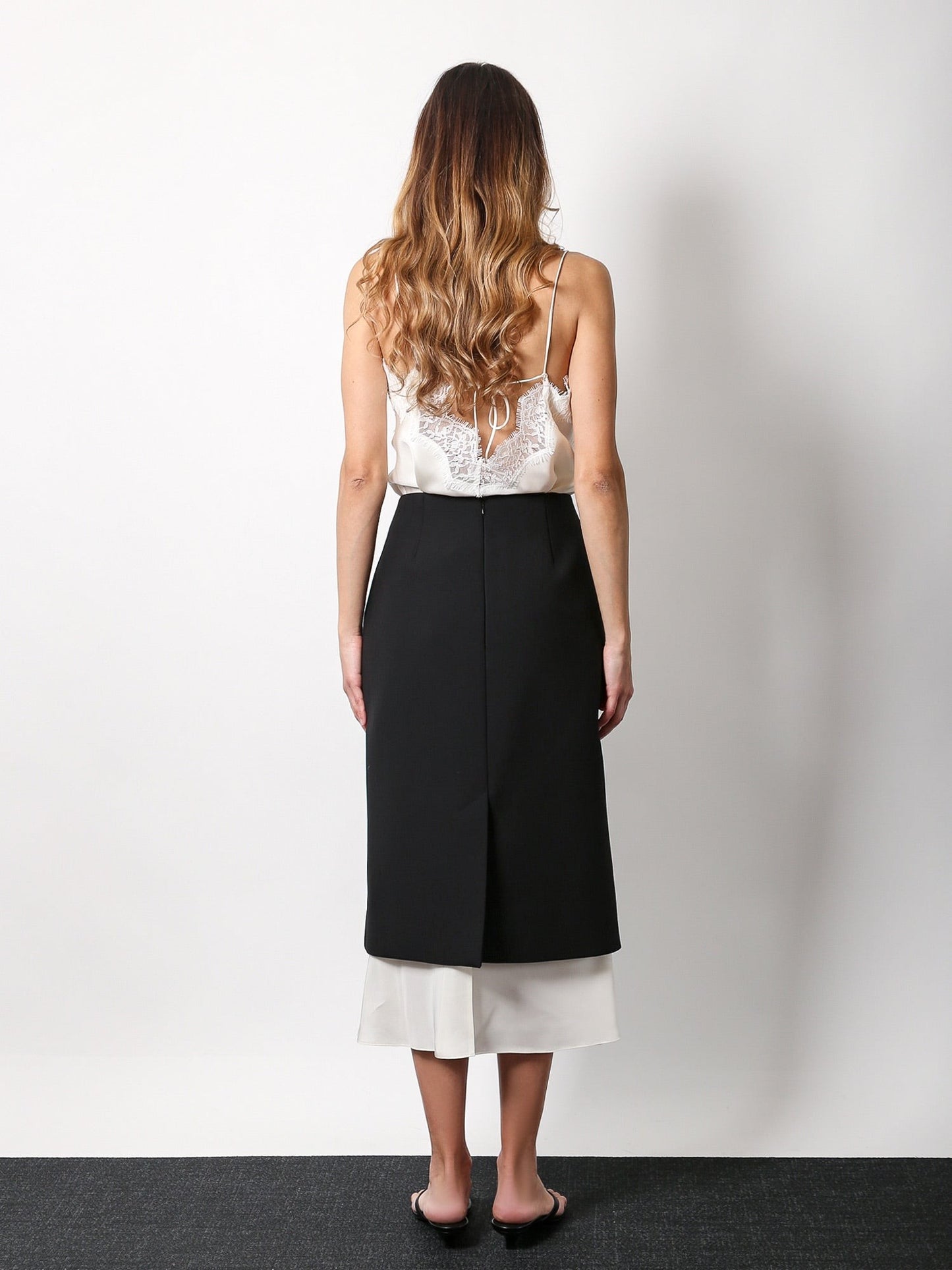ROHE Wool blend skirt with silk insert