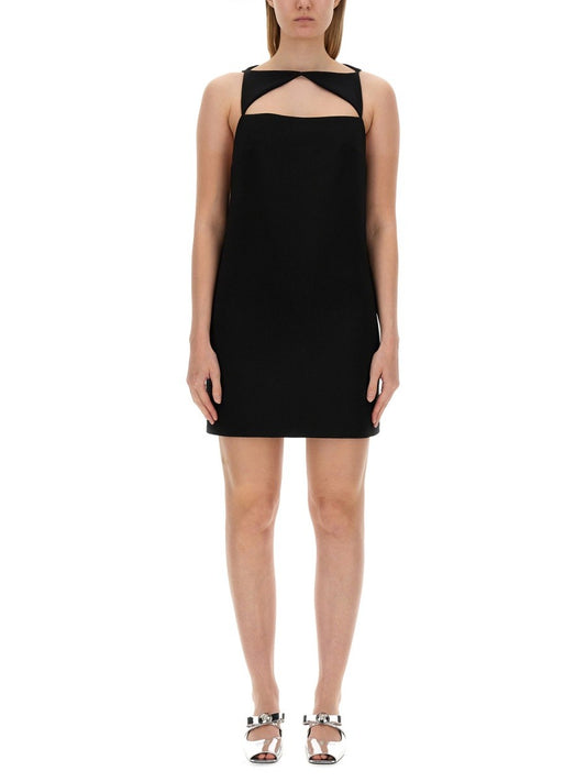 Versace WOOL BLEND STRAIGHT MINI DRESS WITH CUT-OUT