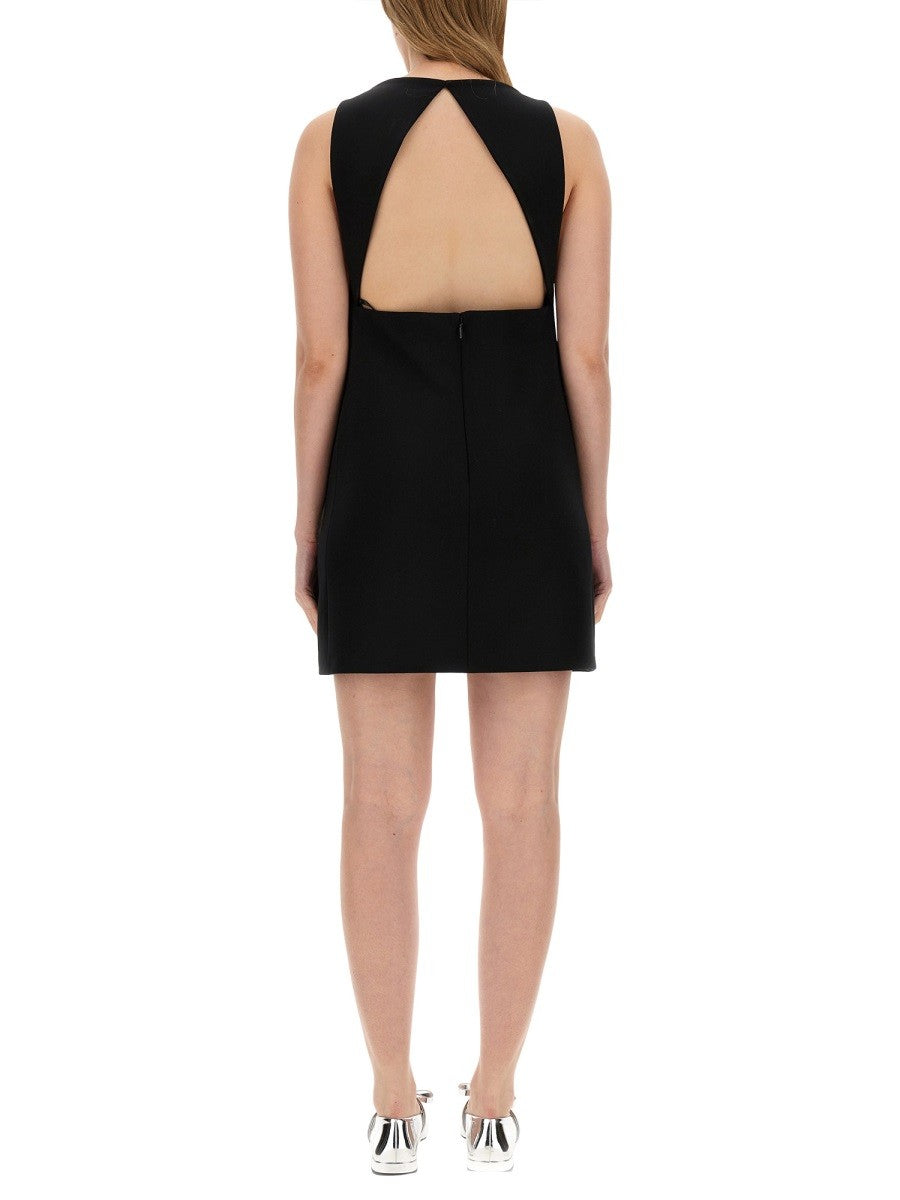 Versace WOOL BLEND STRAIGHT MINI DRESS WITH CUT-OUT