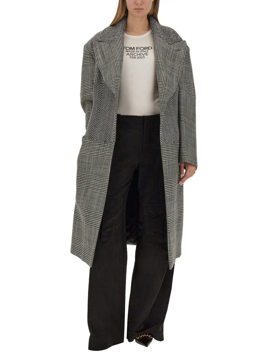 TOM FORD WOOL PATCHWORK COAT