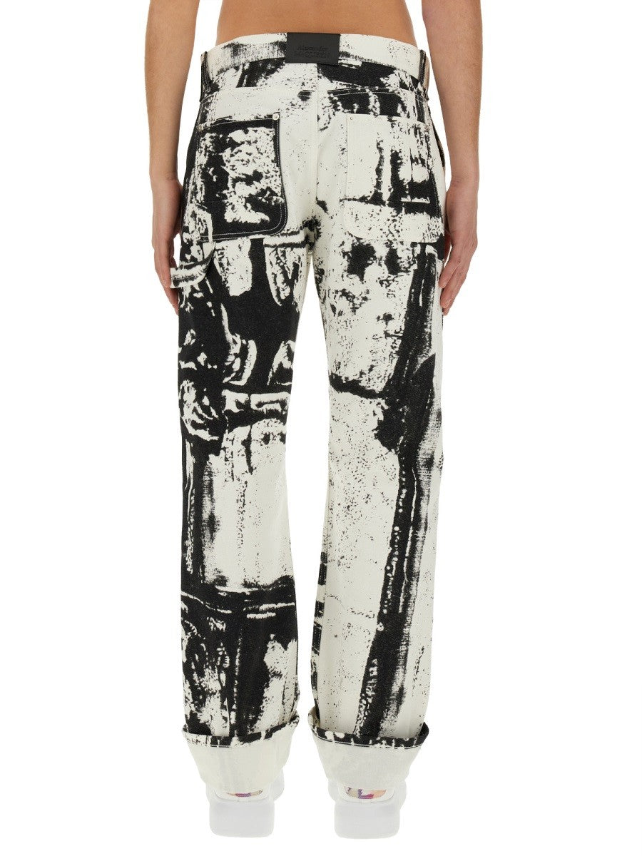 Alexander Mcqueen WORKWEAR JEANS WITH FOLD PRINT