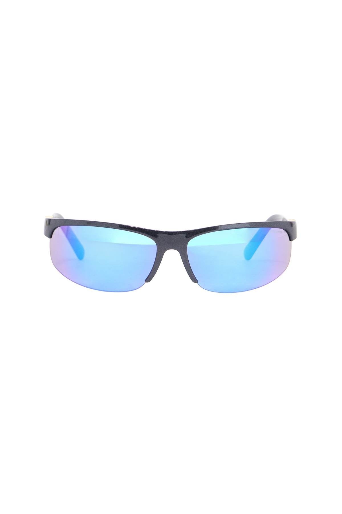 Miu Miu wraparound sunglasses with blue gray mirrored lenses 0mu a02s